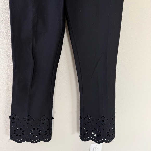Derek Lam 10 Crosby Cropped Flare Trouser Pant Black Eyelet Embroidery Women’s 4 - Picture 5 of 11
